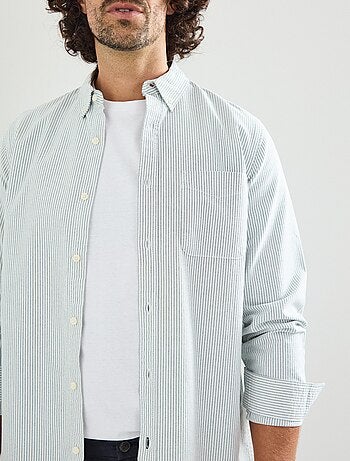Chemise Oxford rayée à manches longues, MO Fashion
