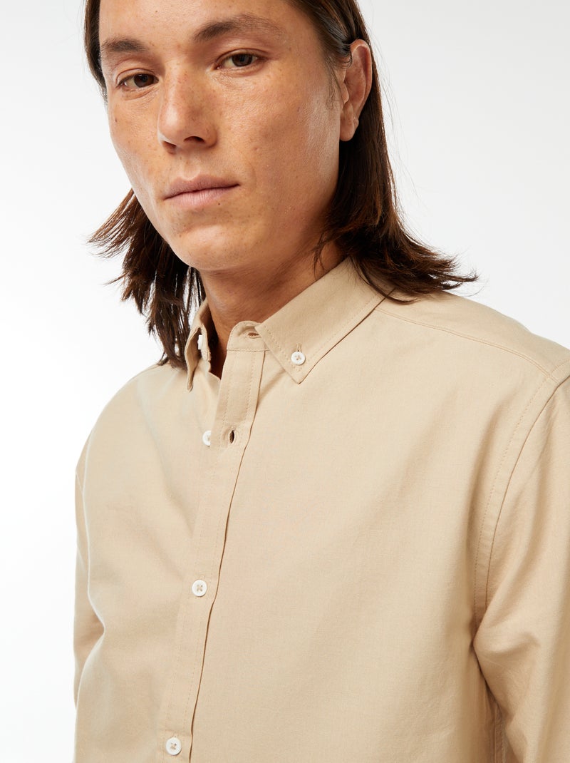 Chemise oxford regular fit Beige - Kiabi