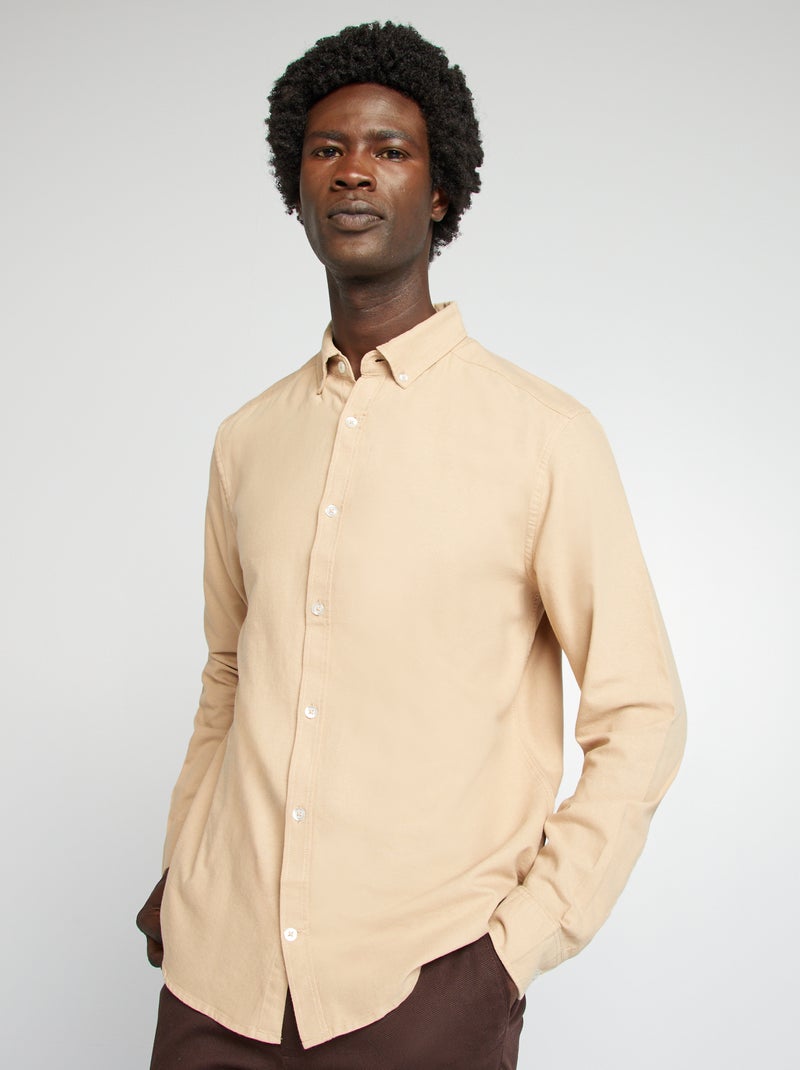 Chemise oxford regular fit Beige - Kiabi