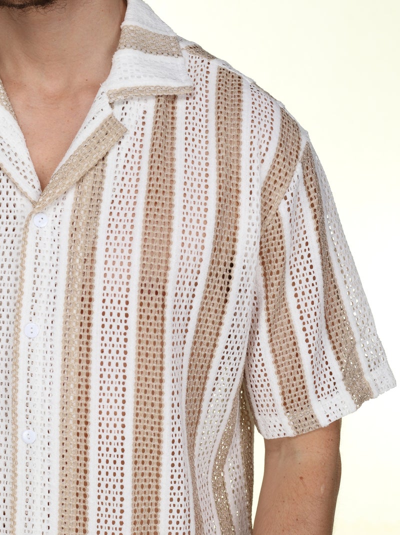 Chemise perforée Beige/Blanc - Kiabi