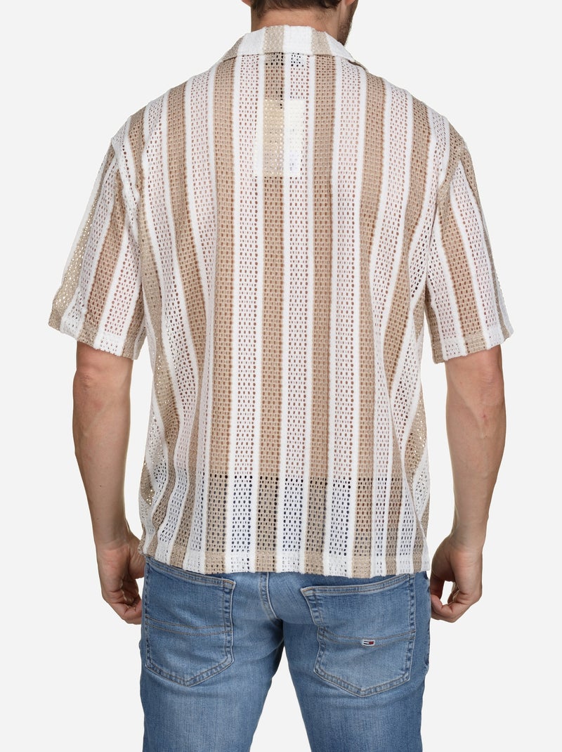 Chemise perforée Beige/Blanc - Kiabi