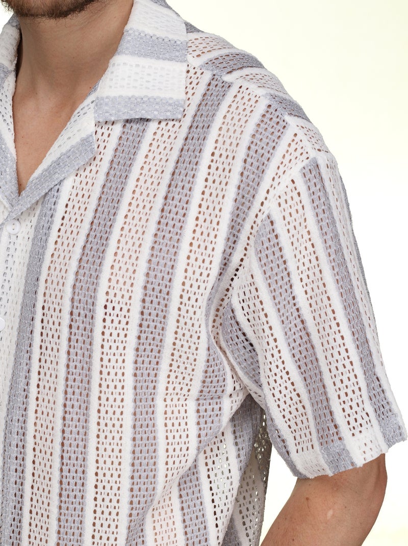 Chemise perforée Gris Blanc - Kiabi
