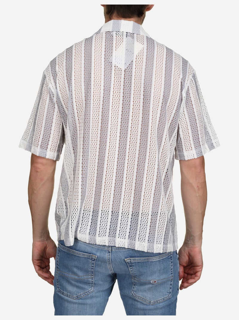 Chemise perforée Gris Blanc - Kiabi