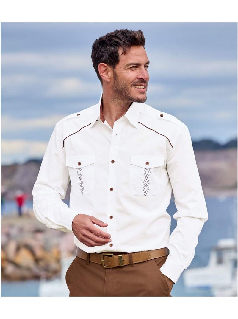 Chemise Pilote Exploration   - ATLAS FOR MEN Blanc - Kiabi