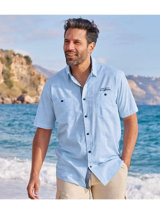 Chemise Pilote Rayée Méditerranée   - ATLAS FOR MEN