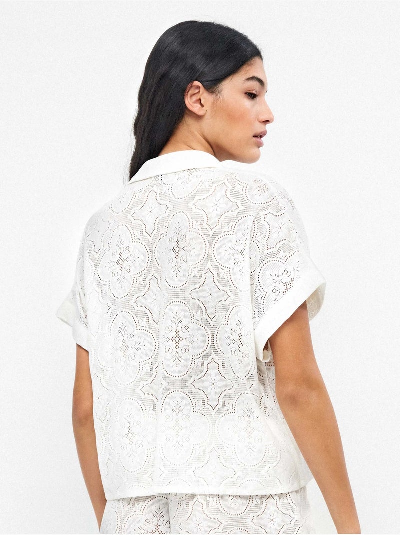 Chemise plage en tissu structuré Blanc - Kiabi