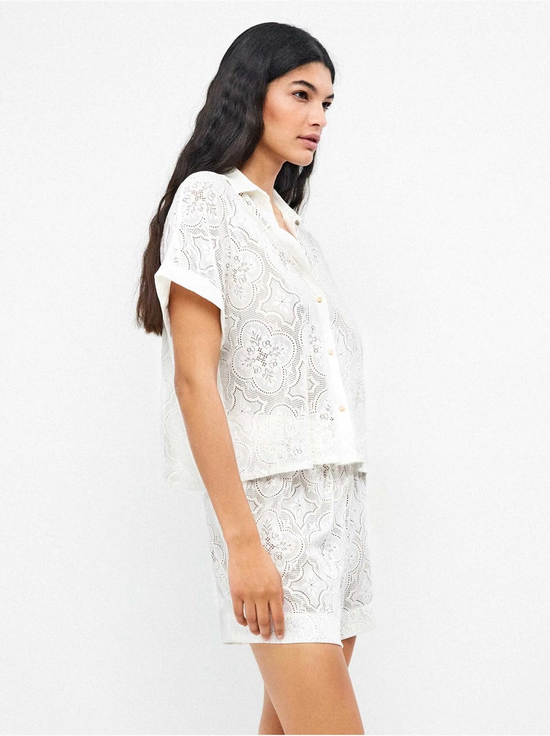 Chemise plage en tissu structuré Blanc - Kiabi