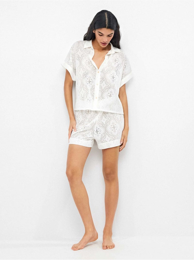 Chemise plage en tissu structuré Blanc - Kiabi
