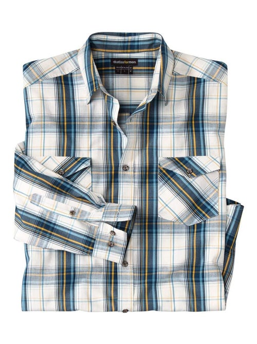 Chemise Popeline à Carreaux Québec   - ATLAS FOR MEN - Kiabi
