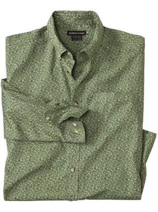 Chemise Popeline à Micro-motifs Col Boutonné   - ATLAS FOR MEN