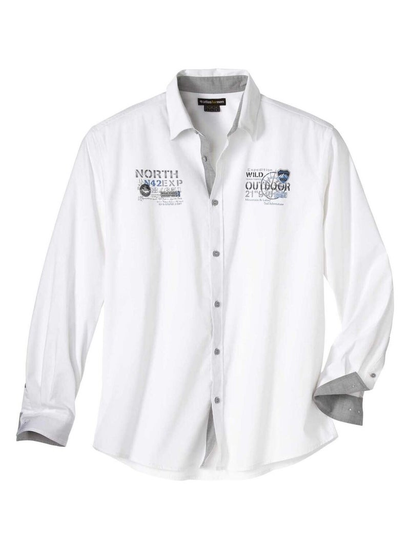 Chemise Popeline Blanche Aventurier  - Atlas For Men Blanc - Kiabi