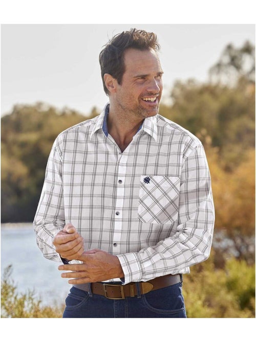 Chemise popeline carreaux montréal - atlas for men - Kiabi Chemise popeline carreaux montréal - atlas for men - Kiabi
