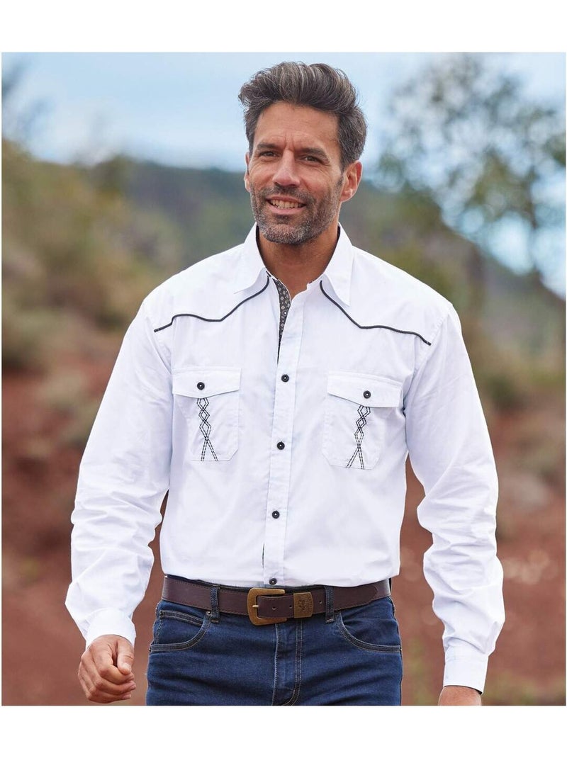 Chemise Popeline Destination Arizona   - ATLAS FOR MEN Blanc - Kiabi