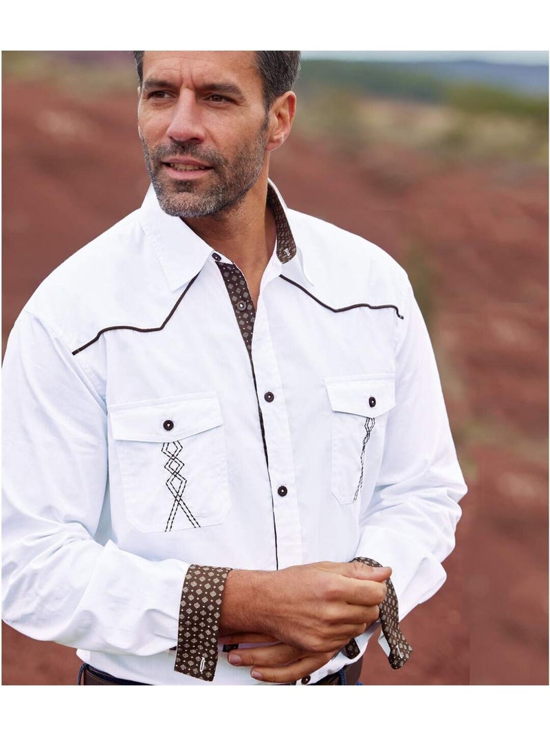 Chemise Popeline Destination Arizona   - ATLAS FOR MEN Blanc - Kiabi