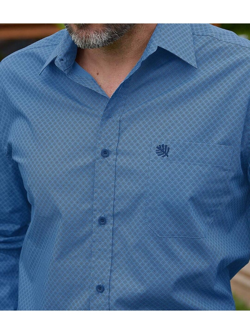 Chemise Popeline Fantaisie   - ATLAS FOR MEN Bleu - Kiabi