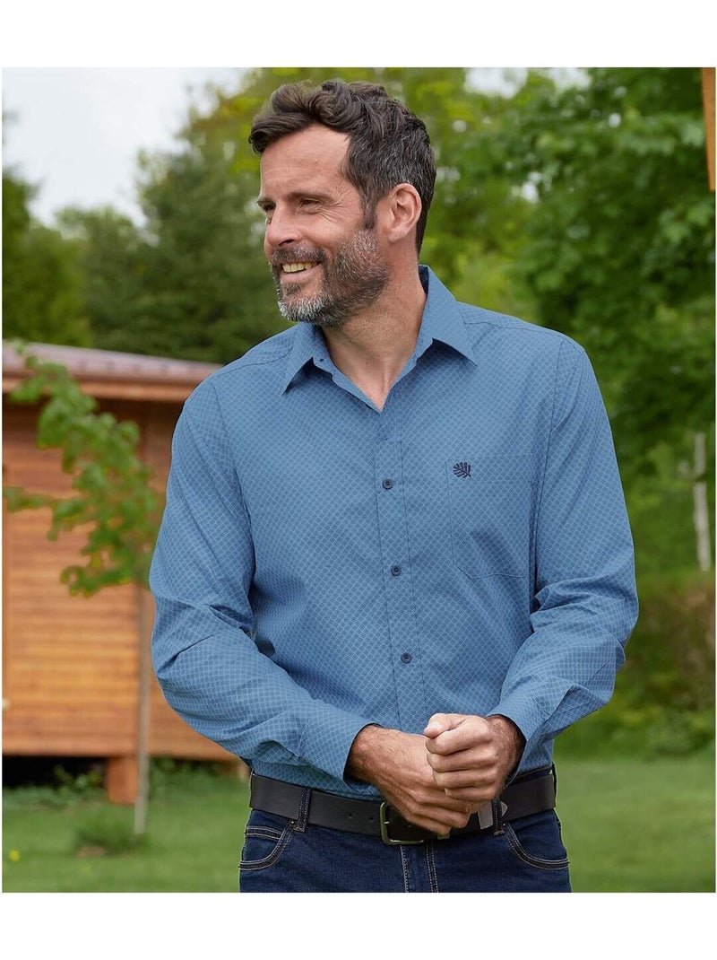 Chemise Popeline Fantaisie   - ATLAS FOR MEN Bleu - Kiabi
