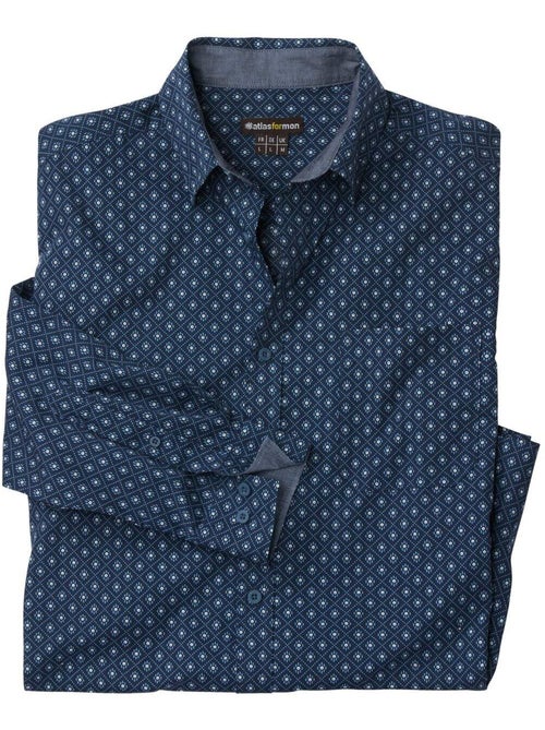 Chemise Popeline Fantaisie à Micro-Motifs   - ATLAS FOR MEN - Kiabi