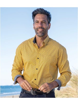 Chemise Popeline Micro-Motifs Sunny   - ATLAS FOR MEN