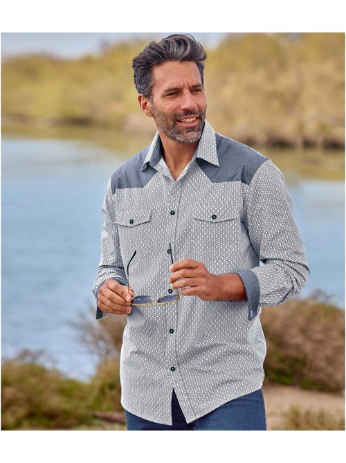 Chemise Popeline Micromotifs Fantaisie - ATLAS FOR MEN - Kiabi Chemise Popeline Micromotifs Fantaisie - ATLAS FOR MEN - Kiabi