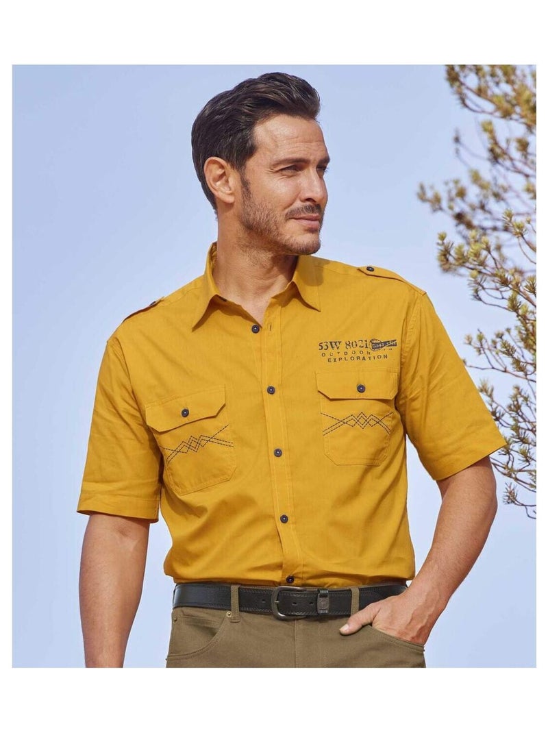 Chemise Popeline Pilote Explorer   - ATLAS FOR MEN Jaune foncé - Kiabi