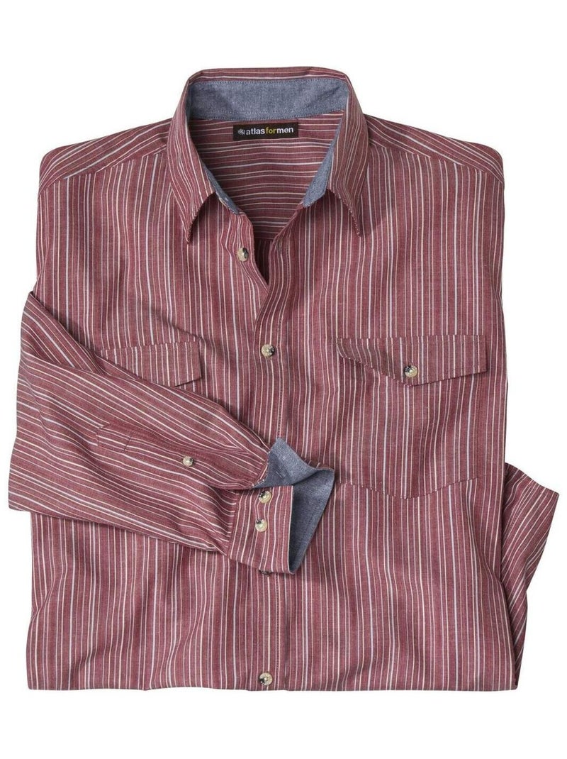 Chemise Popeline Rayée  - Atlas For Men Multicolore - Kiabi