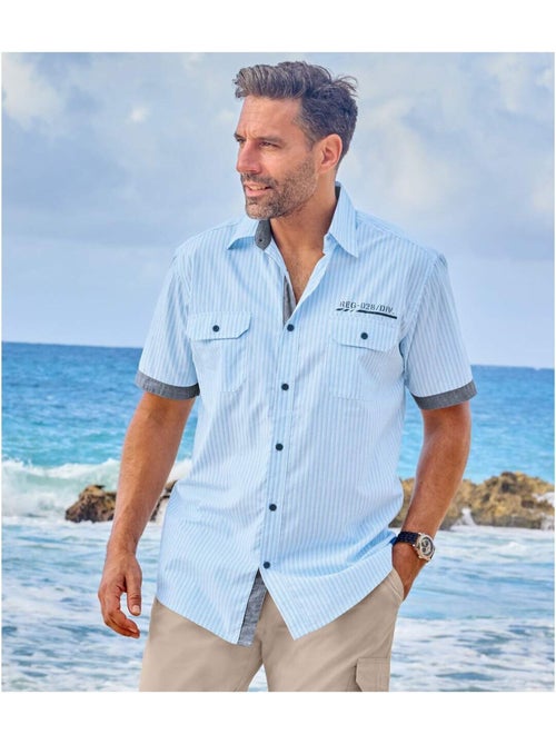 Chemise Popeline Rayée Paros - ATLAS FOR MEN - Kiabi Chemise Popeline Rayée Paros - ATLAS FOR MEN - Kiabi