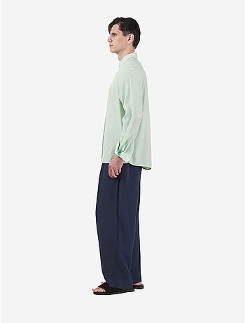 Chemise pour homme, coupe classique, col boutonné, couleur tencel unie giesto