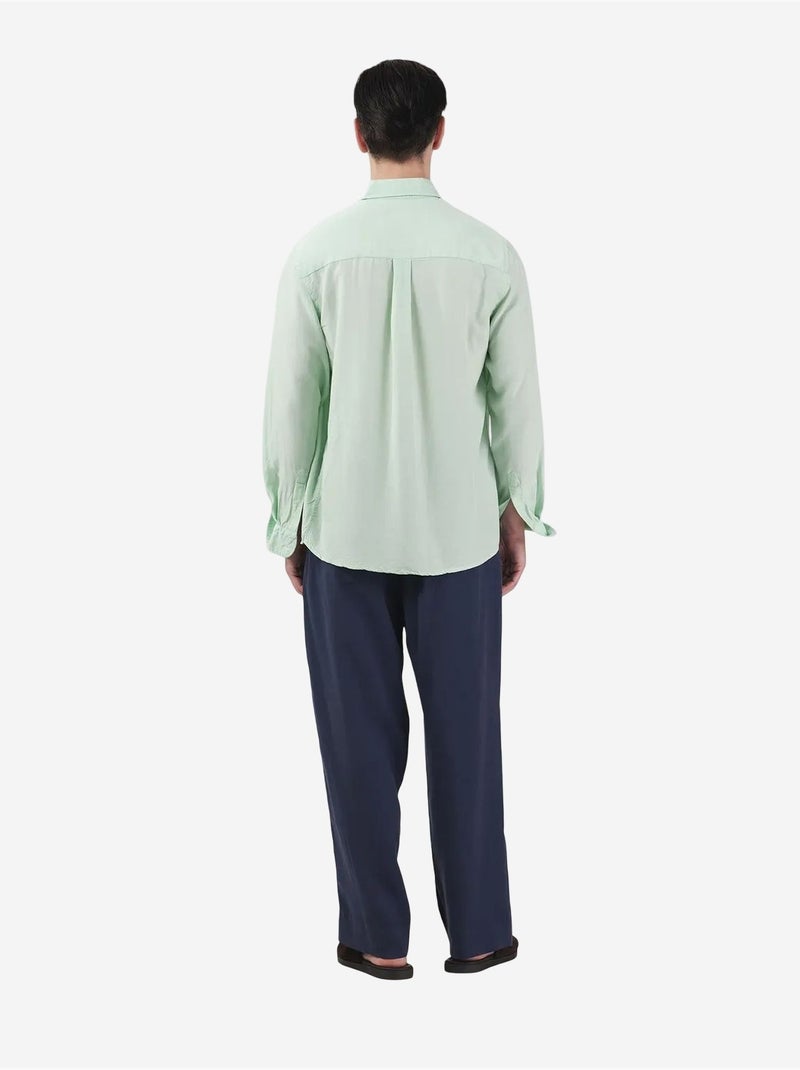 Chemise pour homme, coupe classique, col boutonné, couleur tencel unie giesto Vert menthe - Kiabi
