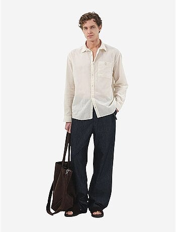 Chemise pour homme en popeline unie avec poche giesto