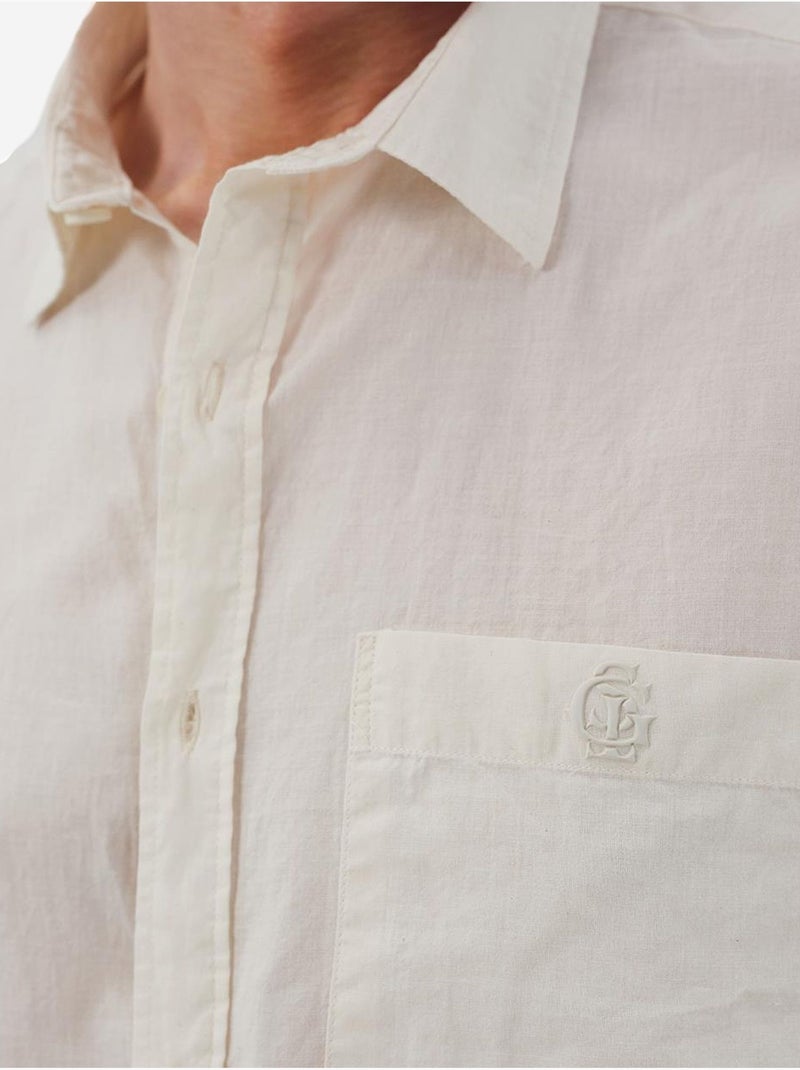 Chemise pour homme en popeline unie avec poche giesto Beige argile - Kiabi
