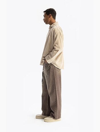 Chemise pour homme, manches longues, boutons, en gabardine giesto