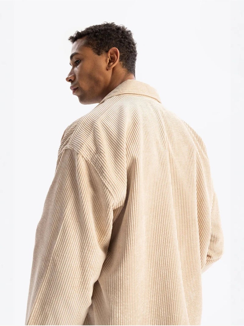 Chemise pour homme, manches longues, boutons, en gabardine giesto Beige argile - Kiabi