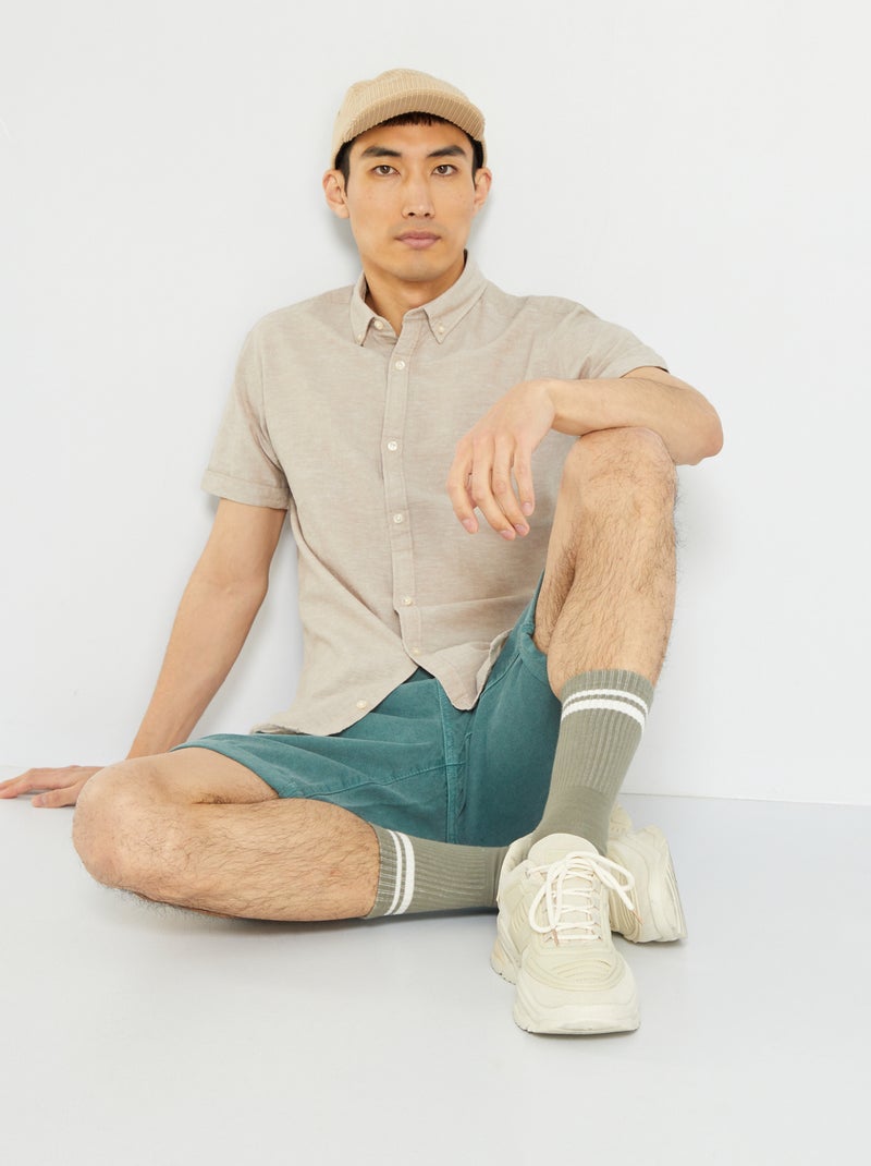 Chemise 'Produkt' à manches courtes beige - Kiabi