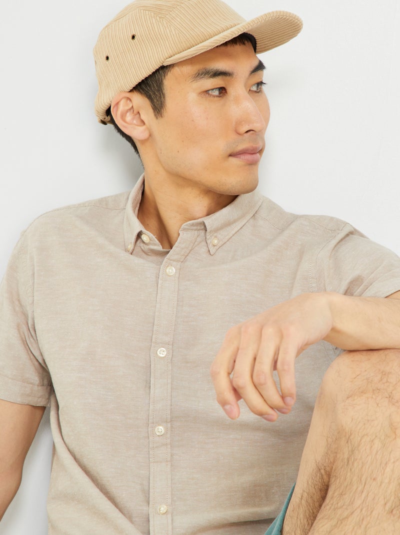 Chemise 'Produkt' à manches courtes beige - Kiabi