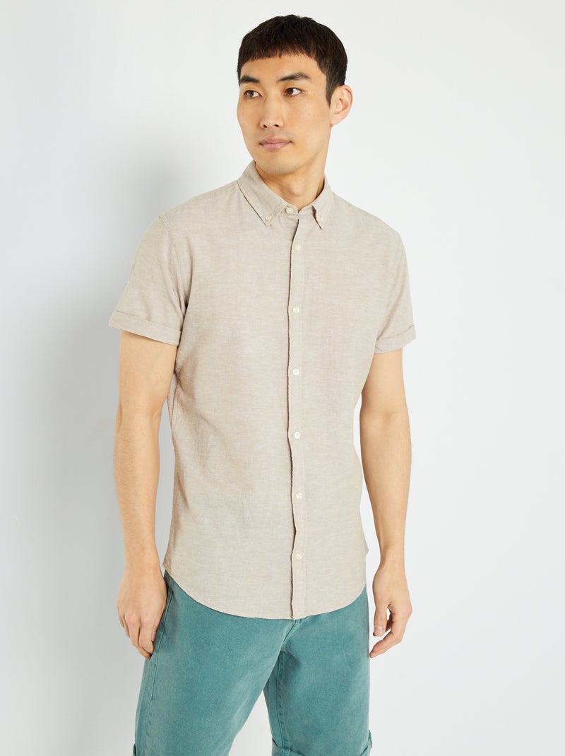 Chemise 'Produkt' à manches courtes beige - Kiabi