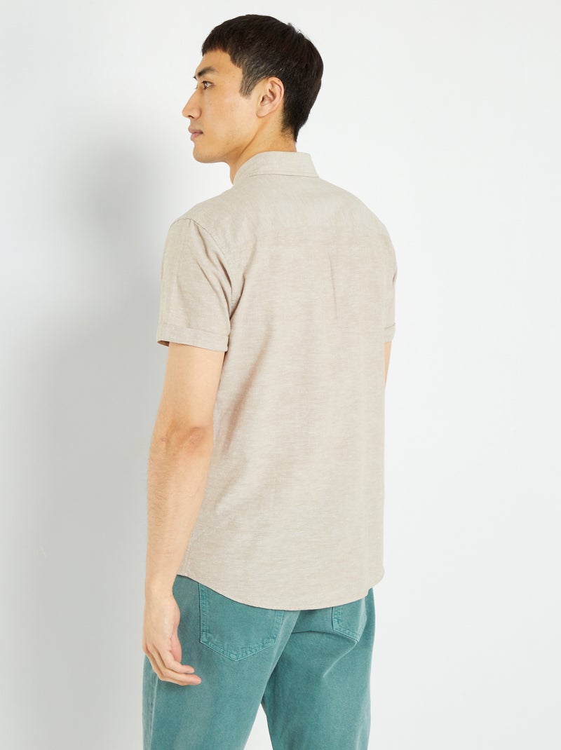Chemise 'Produkt' à manches courtes beige - Kiabi