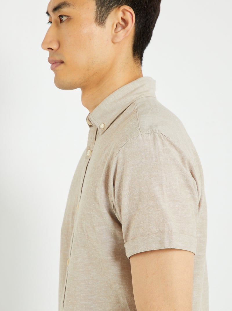 Chemise 'Produkt' à manches courtes beige - Kiabi