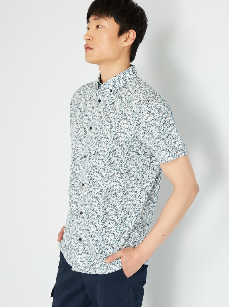 Chemise 'Produkt' avec imprimé fantaisie Blanc/bleu - Kiabi