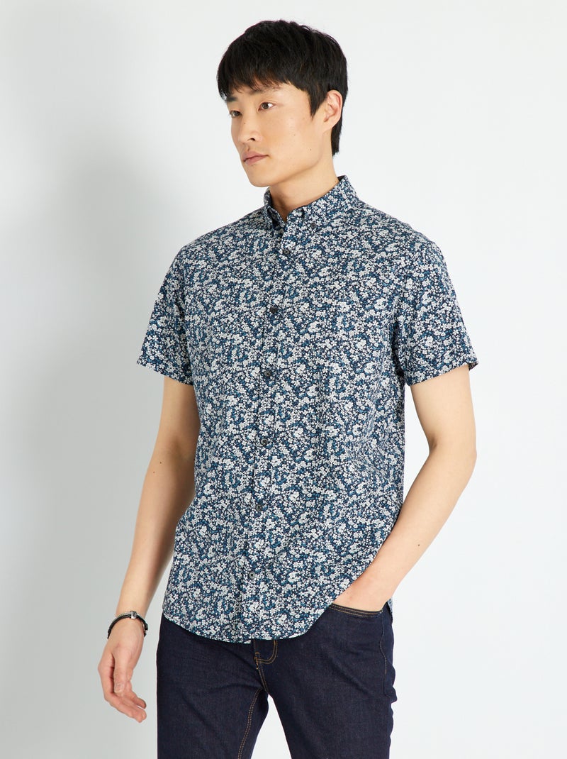 Chemise 'Produkt' avec imprimé fantaisie Bleu - Kiabi
