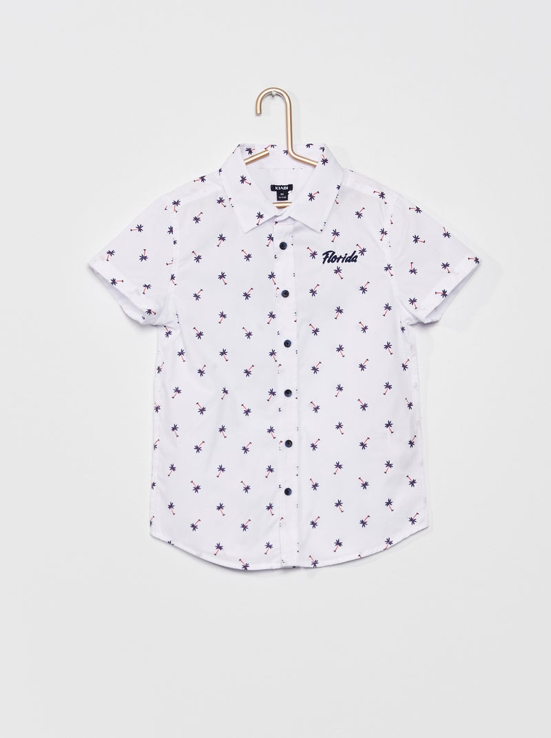 Chemise pur coton imprimé 'palmiers' Blanc - Kiabi
