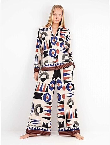 Chemise pyjama motifs géométriques