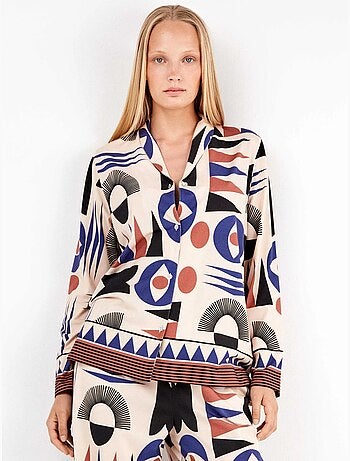 Chemise pyjama motifs géométriques