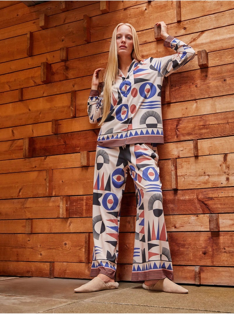 Chemise pyjama motifs géométriques Multicolore - Kiabi