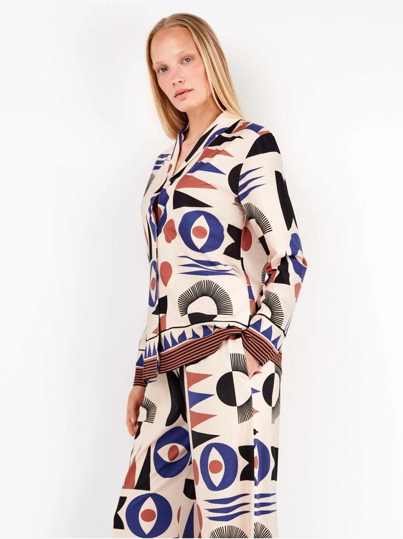 Chemise pyjama motifs géométriques Multicolore - Kiabi
