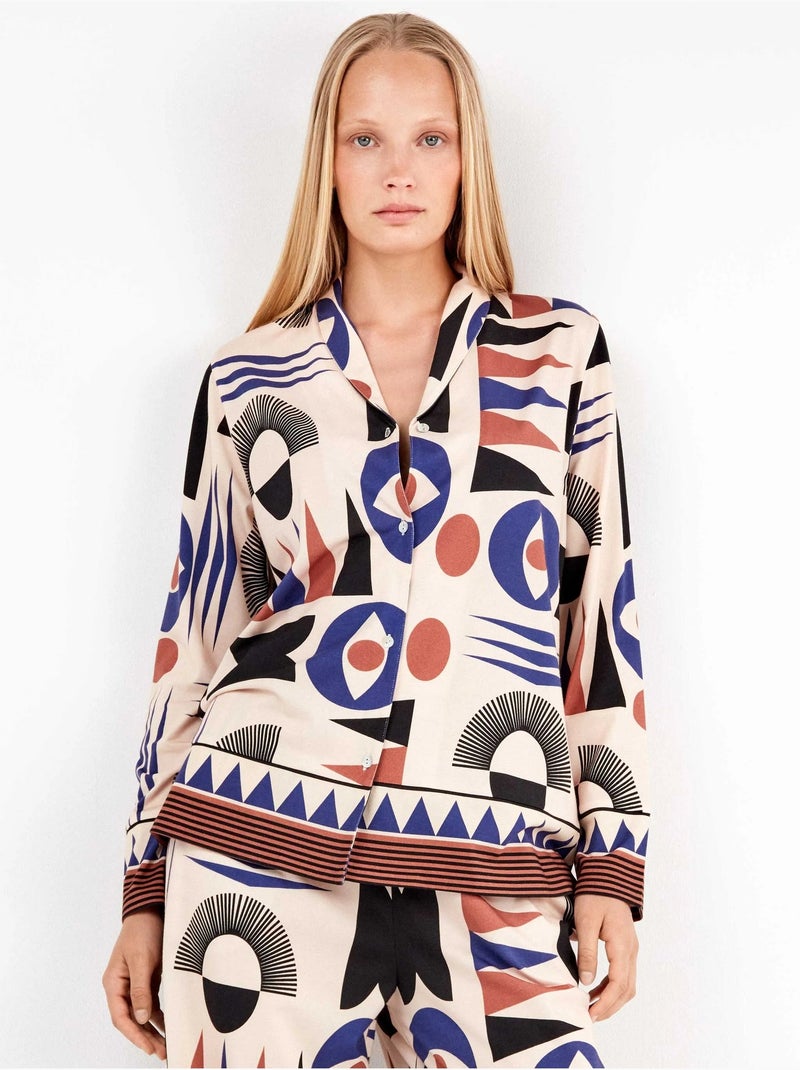 Chemise pyjama motifs géométriques Multicolore - Kiabi