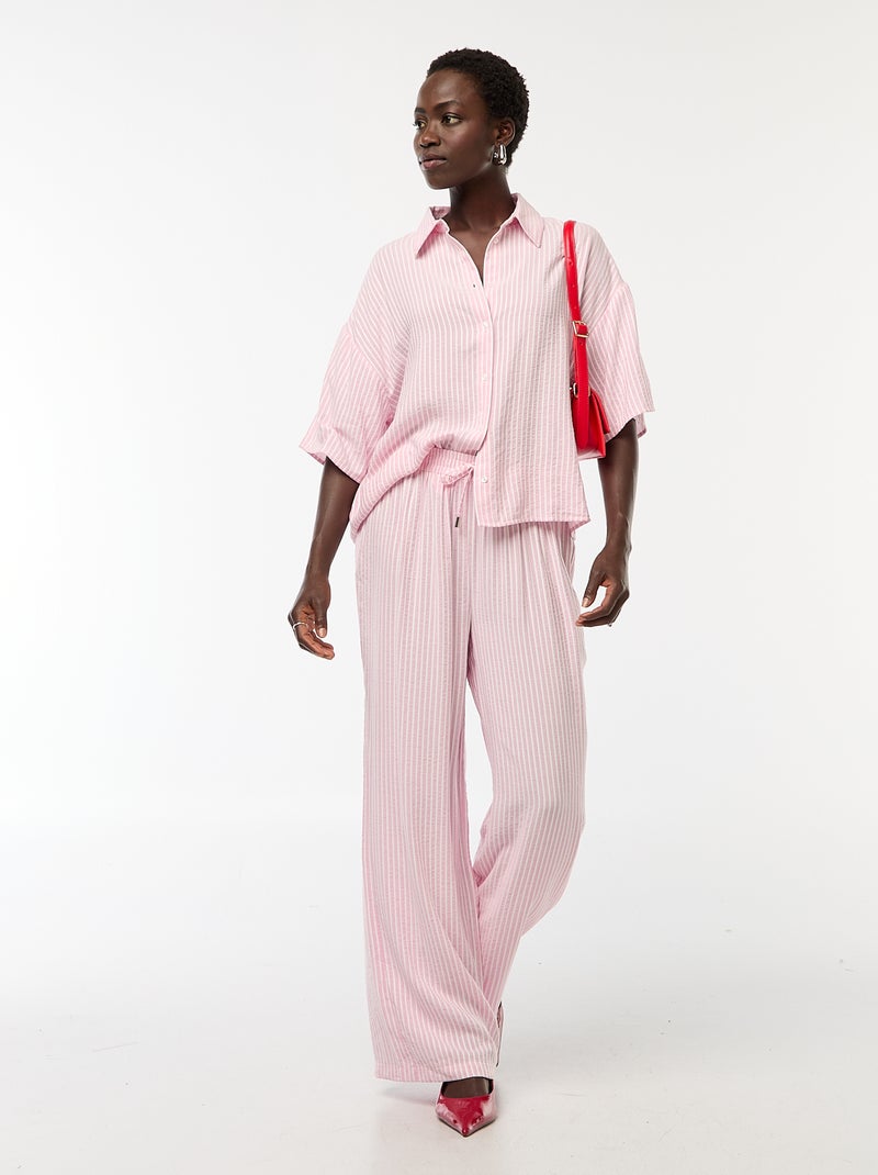 Chemise rayé à maches courtes Rose - Kiabi