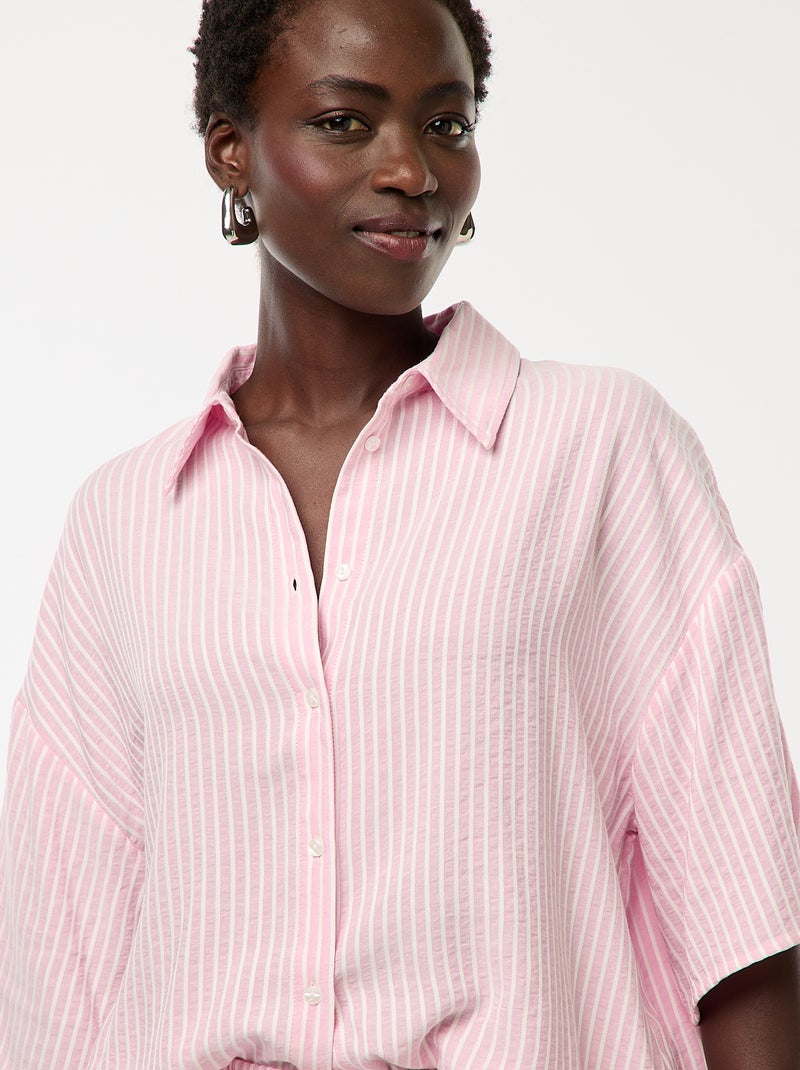 Chemise rayé à maches courtes Rose - Kiabi
