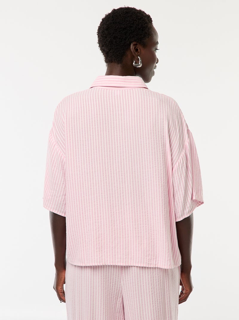 Chemise rayé à maches courtes Rose - Kiabi