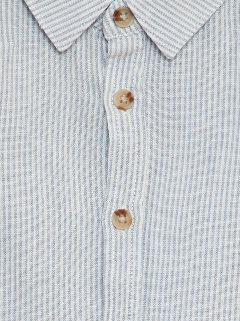 Chemise rayé en lin mélangé Bleu - Kiabi