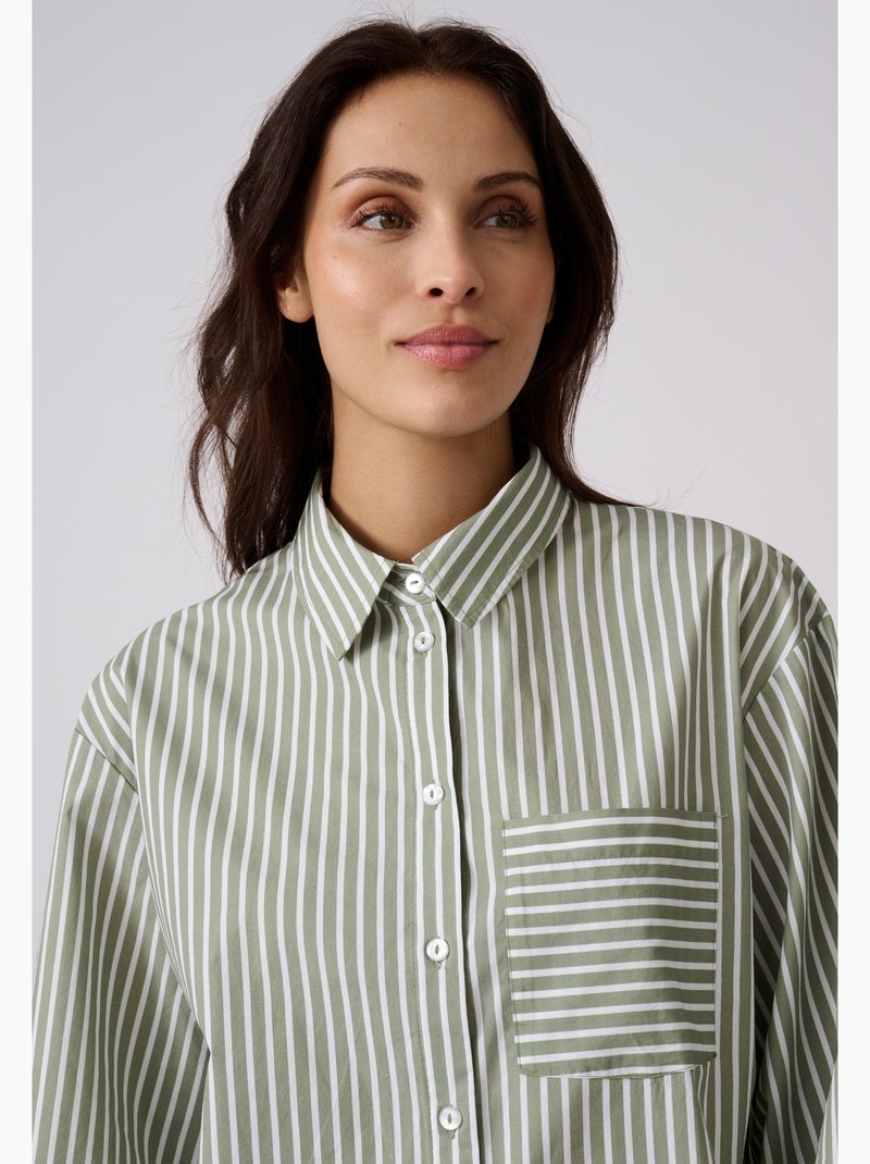 Chemise rayée - Damart Vert Sauge - Kiabi